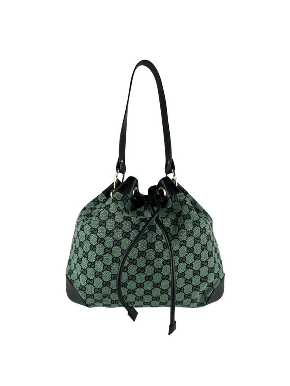 Auth Gucci Shoulder Bag Green/Black Gg #284485G63B